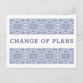 Spanische Marine Indigo Tile Änderung der Pläne WE Ankündigungspostkarte (Vorderseite)