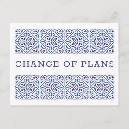 Spanische Marine Indigo Tile Änderung der Pläne WE Ankündigungspostkarte