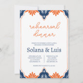 Spanische Marine & Orange Probe Dinner Einladung (Vorderseite)