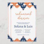 Spanische Marine & Orange Probe Dinner Einladung (Vorne/Hinten)