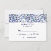 Spanische Marine Tile Mittelmeer Hochzeit rsvp Einladung (Vorderseite)