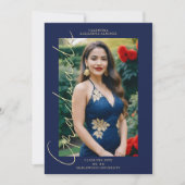 Spanische Marine Trendy Foto Script Typografy Grad Einladung (Vorderseite)