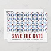 Spanische Marine und Red Tile mexican WEDING Ankündigungspostkarte (Vorne/Hinten)