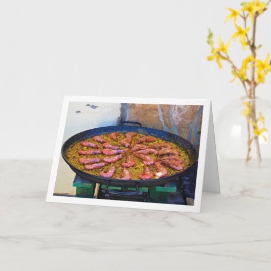 Spanische Meeresfrüchte-Küche in Paella Dish Karte (Gelbe Blume)