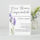 Spanische Minimal-Lavendel-Engagement-Party Einladung (Stehend Vorderseite)