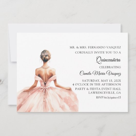 Spanische Mis Quince Prinzessin 15. Geburtstagspar Einladung (Vorderseite)