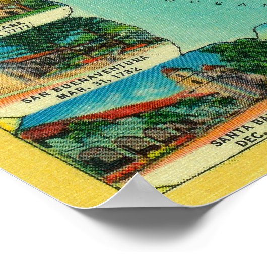 Spanische Missionen in Kalifornien zeigen Poster (Ecke)