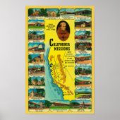 Spanische Missionen in Kalifornien zeigen Poster (Vorne)