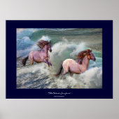 Spanische Mustang Pferde & Beach Surfkunst Poster (Vorne)