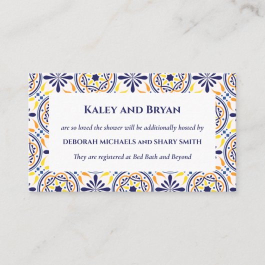 Spanische Navy Yellow Tile Mediterranean Custom V1 Visitenkarte (Vorderseite)