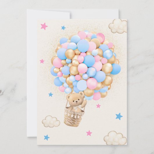 Spanische Nino o Nina Bear Balloon Gender Reveal Einladung (Rückseite)