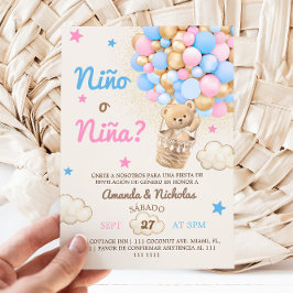 Spanische Nino o Nina Bear Balloon Gender Reveal Einladung