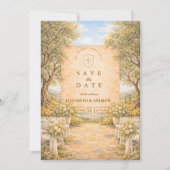 Spanische Olivenhain-Hochzeit Save The Date (Vorderseite)