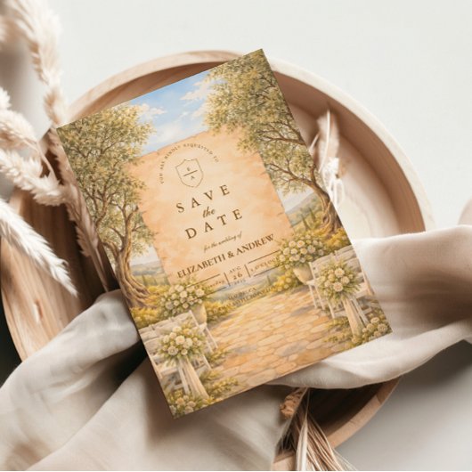 Spanische Olivenhain-Hochzeit Save The Date