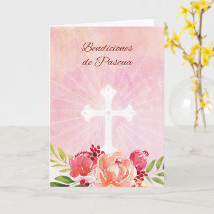 Spanische Ostergeschenke Rosa Blumen mit Karte