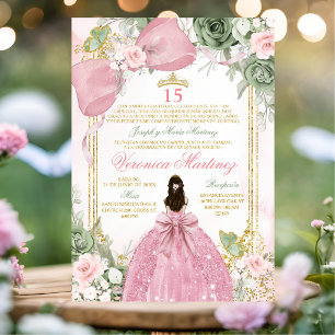 Spanische Pink Sage Green Charra Prinzessin Floral Einladung