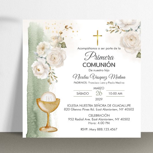 Spanische Primera Comunion Blume Erste Kommune Einladung