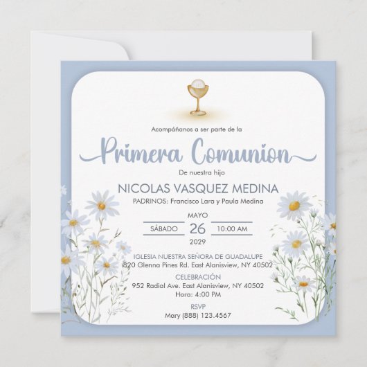 Spanische Primera Comunion Chalice Erste Kommune Einladung (Vorderseite)