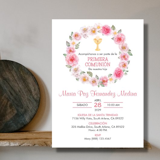 Spanische Primera Comunion Chalice Erste Kommune Einladung