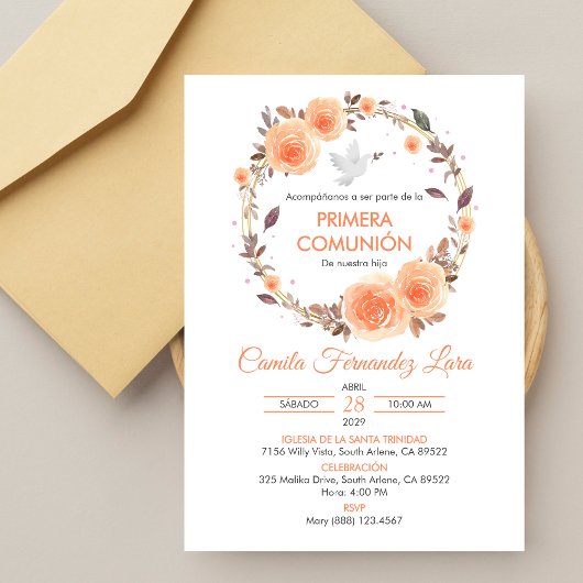 Spanische Primera Comunion Wreath Erste Kommune Einladung