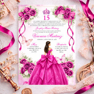 Spanische Quinceañera Fuchsia Magenta 15 Jahre Flo Einladung