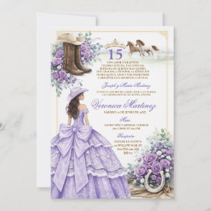 Spanische Quinceañera Hellviolette 15 Jahre Prinze Einladung