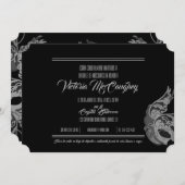 SPANISCHE Quinceñera MASQUERADE Schwarz-weiße Eint Einladung (Vorne/Hinten)