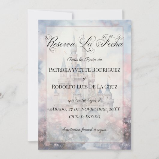 Spanische Reserva La Fecha Mairy Tale Wedding Save The Date (Vorderseite)