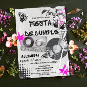 Spanische Retro Musik jedes Alters Schwarz & Rosa  Einladung