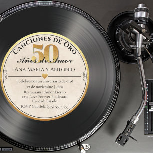 Spanische Retro-Vinyl-Schallplatte 50. Jubiläum Einladung