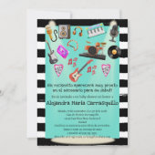 Spanische Rock'n'Roll Aquamarin Baby Boy Dusche Einladung (Vorderseite)