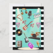 Spanische Rock'n'Roll Aquamarin Baby Boy Dusche Einladung (Rückseite)