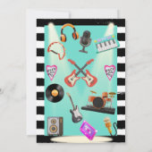 Spanische Rock'n'Roll Aquamarin Twins Baby Dusche Einladung (Rückseite)