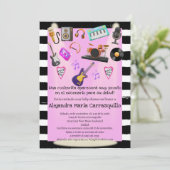 Spanische Rock'n'Roll Pink Baby Girl Dusche Einladung (Stehend Vorderseite)