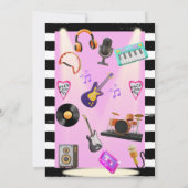 Spanische Rock'n'Roll Pink Baby Girl Dusche Einladung (Rückseite)