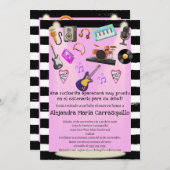 Spanische Rock'n'Roll Pink Baby Girl Dusche Einladung (Vorne/Hinten)