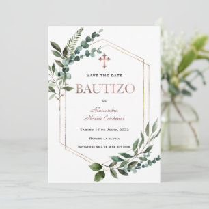 Spanische Rose Bautizo Grüne Save The Date