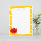 Spanische Rose Border Stripe Textpapier 8.5 x 11 (Stehend Vorderseite)