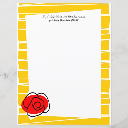 Spanische Rose Border Stripe Textpapier 8.5 x 11 (Vorderseite)