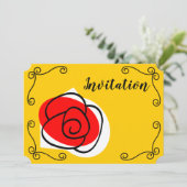 Spanische Rose Ecken - Einladung horizontal (Stehend Vorderseite)