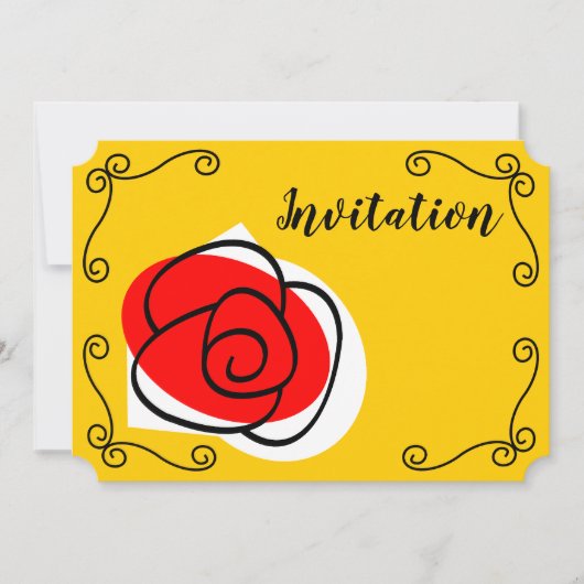 Spanische Rose Ecken - Einladung horizontal (Vorderseite)