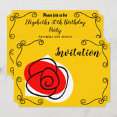 Spanische Rose Ecken - Einladung horizontal (Vorne/Hinten)