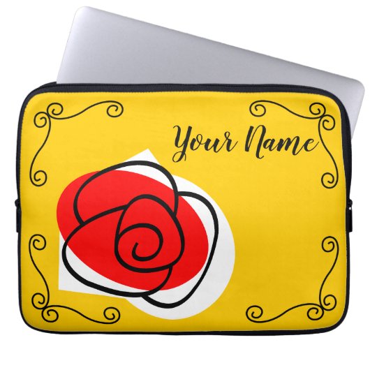 Spanische Rose Ecken Name Laptop Case 13" (Vorderseite)