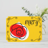 Spanische Rose Ecken Party horizontal Einladung (Stehend Vorderseite)