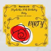 Spanische Rose Ecken Party horizontal Einladung (Vorne/Hinten)