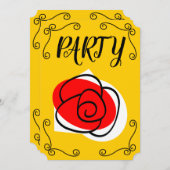 Spanische Rose Ecken Party vertikal Einladung (Vorne/Hinten)