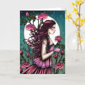 Spanische Rose Fantasy Maiden Märchen Kunst Karte (Gelbe Blume)