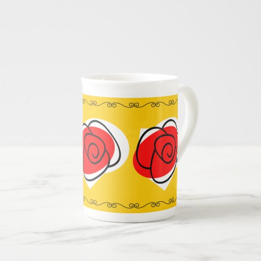 Spanische Rose Grenz Trio Tasse Knochen China (Vorderseite Rechts)