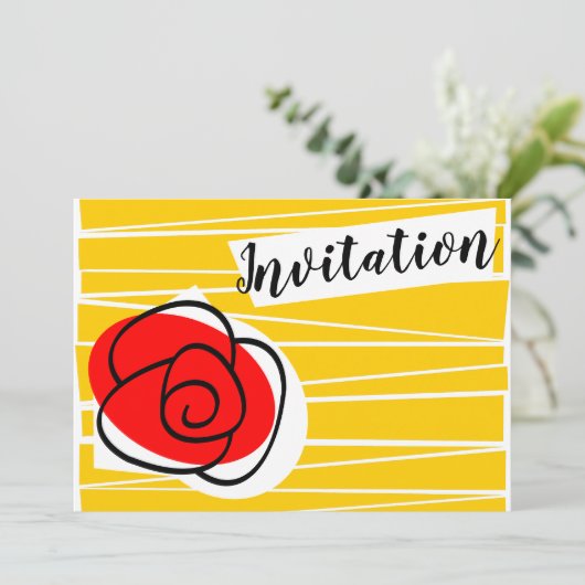 Spanische Rose - horizontale Aufforderung Einladung (Stehend Vorderseite)