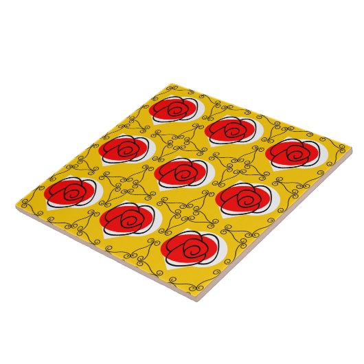 Spanische Rose Mehrfach-Keramik Fliese (Seite)